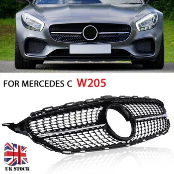 Mõeldud Mercedes C-Klassi W205/C205/S205 1tk ABS Läikiv Must Iluvõre Ees Asendamine Auto Grilli Võre Ilma Keskuse Logo Mayitr