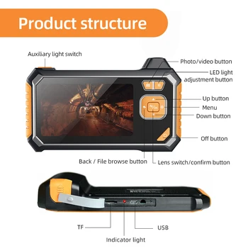 1080p HD Endoscope Dual Kaamera Objektiivi Wifi Endoscope Torujuhtme Kaamera, 4,3-tolline Ekraan, 6 Led Video Valgus Toru Cam koos Akuga