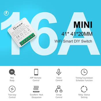 16A Mini Smart Wifi DIY Lüliti Toetab 2-Tee-Kontrolli, Smart Home Universaalne Moodul Töötab Alexa Google ' i Kodu Smart Elu App