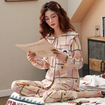 BZEL Kevad-Sügis-Talve Sleepwear Komplekti Naiste Pidžaama Puuvill Kodus Kandma Femme Pluss Suurus Roosa Nighty Mood Slaid Pijamas