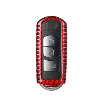 Punane Auto süsinikkiust Flip Remote Kokkuklapitavad Auto Võti Katta Fob Juhul Kest Mazda 2 3 5 6 CX3 CX5 CX7 CX9 MX5