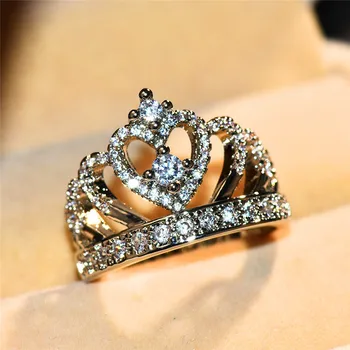 Luksuslik Naiste Suur Kuninganna Kroon Ringi Armas Moe Crystal Tsirkoon Kivi Ring Luban, Pulmad Engagement Rõngad Naistele