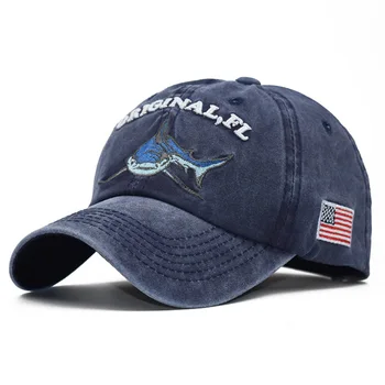 Väliskaubanduse USA Hot Pestud Tikitud Hai Baseball Cap Meeste 2020 Müts Kevad-Suvel Snapback Päevas Kulumise Aednik Mütsid