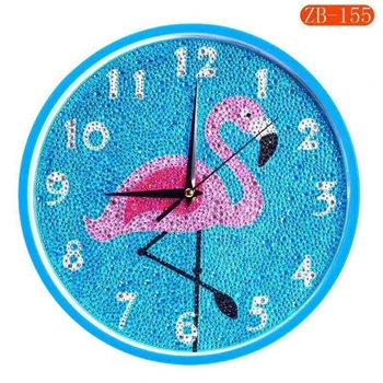 3D DIY Loomade Kella Diamond Maali Täielik Eriline-kujuline Puur Tikandid Seina Flamingo Kell Tikandid ristpistes Vaadata
