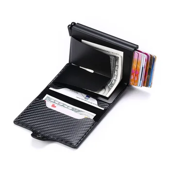 BISI GORO RFID Topelt Kastid Kaardi Omanikele süsinikkiust Kõrge Kvaliteediga Multifunktsionaalne Kaart Juhul Anti-varguse PU Nahk Box Alumiinium