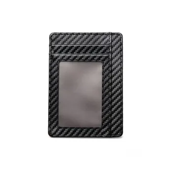BISI GORO Must süsinikkiust Kaardi Omanik Õhuke Õhuke RFID Mehed Naised Smart Väike Rahakott PU Nahk Pocketbooks 2020 Mood Stiil