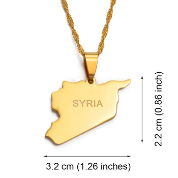 Anniyo Süüria Kaart Kaelakeed Kulla Värvi Võlusid Ripats Kaelakeed Süürlased Ehted Lähis-Idas #007321