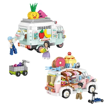 Loz miniblock puu-mootorsõiduk magustoit auto mudel öö turul lett ehitusplokk poiss ja tüdruk mänguasi lastele kingitused
