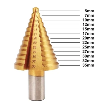 5-35mm Meetriline HSS Titaan Kaetud Step Drill Bit Puidu-Metalli-Core Augu Puurimine Ring Varre Lõikur Tööriist