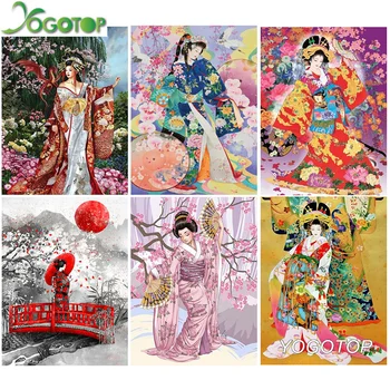 YOGOTOP DIY 5d Diamond Maali Jaapani naine geisha Täis puurida pilt Ruut/Ring Diamond Tikandid 5d Decor Sakura YY820