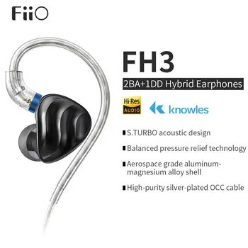 FiiO FH3 Triple Drive In-Ear HiFi Kõrvaklapid koos Kõrge Resolutsioon,Bass Heli, High Fidelity Nutitelefonid/TK