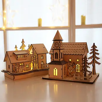 LED Puidust Jõulud Helendav Maja Mänguasjad Kuma pimedas jõuluehe Kodu Montessori Mänguasjad Lastele Kingitus