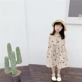Uus 2020. aasta Suvel Beebi Tüdrukud Polka Dots Kleit korea Stiilis Lapsed Square Krae Riided Lastele Varrukateta Printsess Kleidid