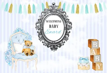 Sensfun Baby Shower Taustaks Foto Stuudio Heleroosa Valgete Triipudega Karu Tool Kingitus Sünnipäev Taustaga Vinüül