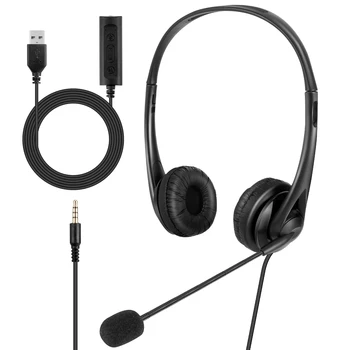 Wired Gaming Headset koos Mic-pesa 3,5 mm, USB-Pistik Üle-Kõrva Office Kõrvaklappide koos Mic Volume Control PC-Mobile Telefon