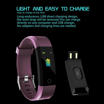 115plus Fitness Smart Wristbands Värvi Ekraan Sport Nutikas Käevõru digitaalkell manomeeter Mitut keelt, Bluetooth Bänd