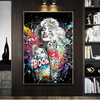 Graffiti Art Joonis Marilyn Monroe Lõuendile Maali Seina Art Prints Plakatid Portree Seina Pildid elutuba Kodu Cuadros