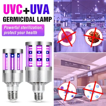 UVC LED Pirn E27 UV LED Lamp Desinfection LED Corn Pirn 220V 265nm Ultraviolettkiirguse Bactericidal Steriliseerimine Lamp 110V