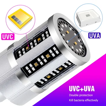 UVC LED Pirn E27 UV LED Lamp Desinfection LED Corn Pirn 220V 265nm Ultraviolettkiirguse Bactericidal Steriliseerimine Lamp 110V