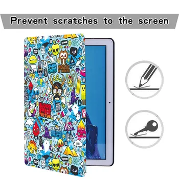 Trüki Muster Huawei MediaPad T3 8 10 / T5 10 - Folio PU Nahk Seista Tabet Kate Juhul Tablet Anti-Tolmu Protective Case