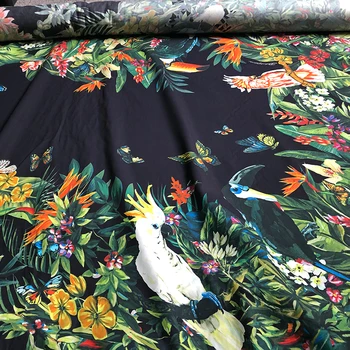 105x145cm looduslik puuvillane trükitud kangast riie tehases kohandatud taimede loomade trükitud särk, kleit, püksid DIY laste riie