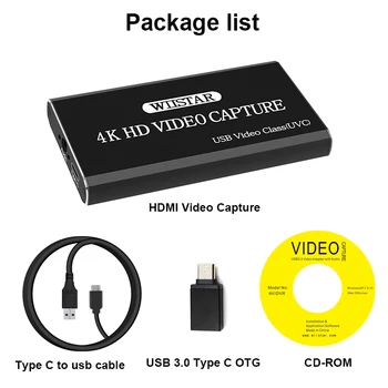 Videotöötluskaardid Grabber HD Tüüp-C/USB-C/USB 2.0 1080P 30 fps Mäng Adapterit HDMI-Loop Väljund, Windows Linux OS