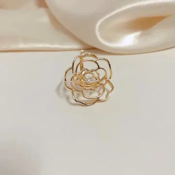 2 Stiilis Elegantne Rhinestone Camellia Modelleerimine Rõngad Naiste Trendikas Õrn Lohk Läbi Metallist Avatud Ring Kuulsus Ehted