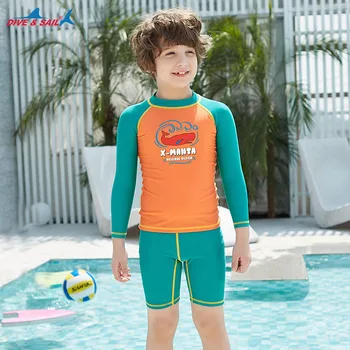 Baby Kids Ujumistrikoo ujumispüksid UV UPF50 Beachwear Särk Reisikohvrid Supelrõivad Poistele 2-12Y Laps Poiss Ujumine Kaks Tükki Ülikond L