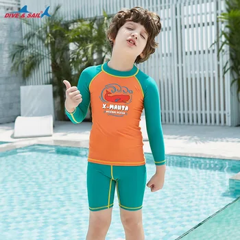 Baby Kids Ujumistrikoo ujumispüksid UV UPF50 Beachwear Särk Reisikohvrid Supelrõivad Poistele 2-12Y Laps Poiss Ujumine Kaks Tükki Ülikond L