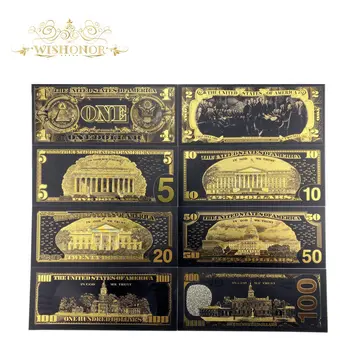 Uus Disain 2021 USA $1-100 Dollar Kuld Pangatähtede Värvikas Maailma Raha Eest Suveniire Kuldne Pank Märkused Tilk Laeva