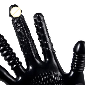 Vibreeriv Sõrme Sugu Kindad PVC Magic Palm Kliitori Tiss Stimulatsiooni Anal Flirt Massaaž Kindad Naissoost Masturbatsioon Kindad