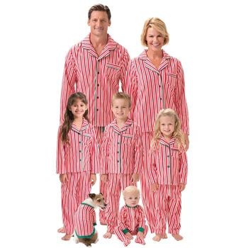 Pere Sobitamine Jõulud Triibuline Pluus Pidžaama Komplekt Naised Mehed Baby Kids Sleepwear Nightwear