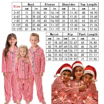 Pere Sobitamine Jõulud Triibuline Pluus Pidžaama Komplekt Naised Mehed Baby Kids Sleepwear Nightwear